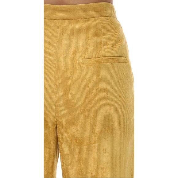 Isabel Marant 2 Fany Velvet Corduroy Pants $660 High Rise Pleated Dusty Yellow - Picture 6 of 15